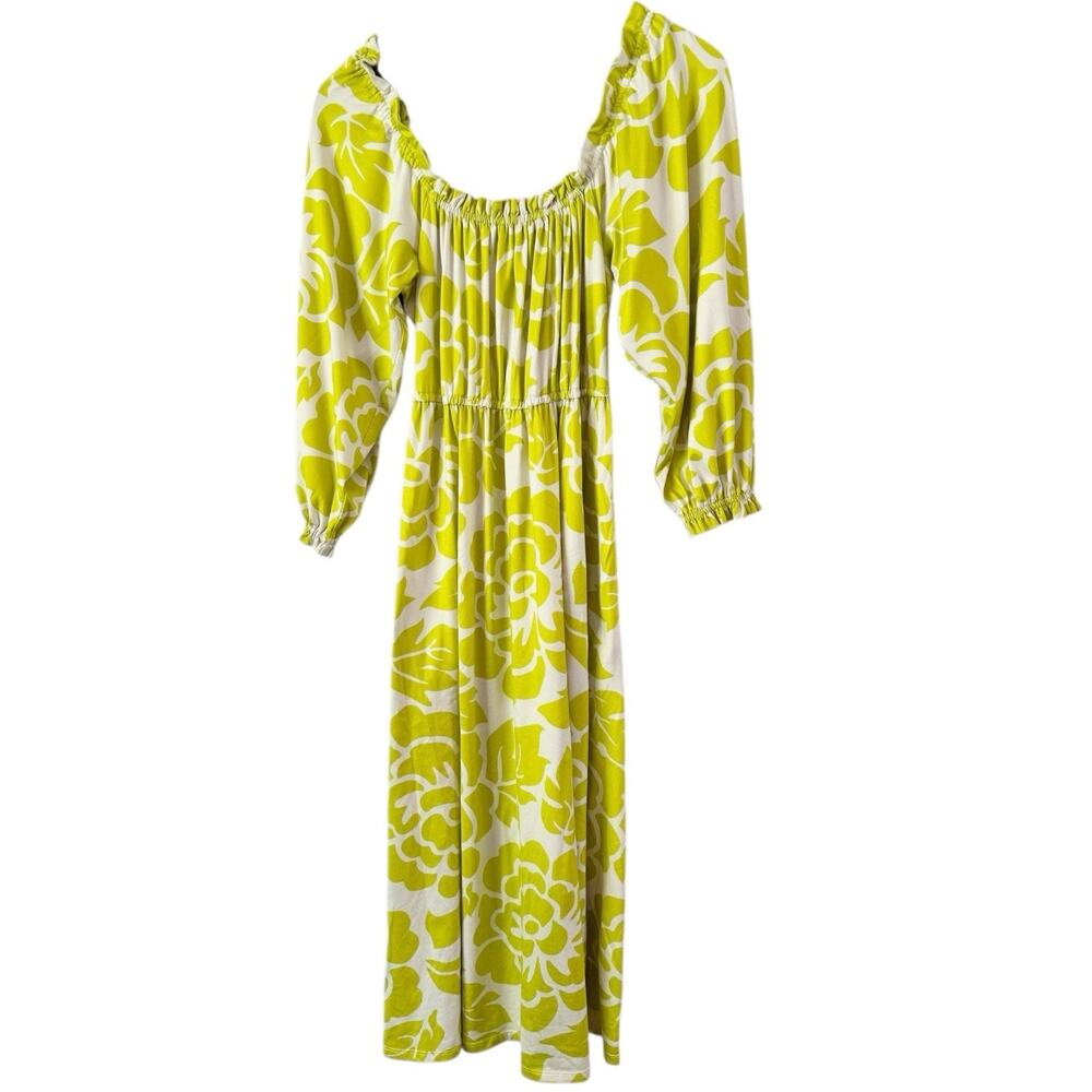Hutch Maternity Anthropologie Light Green Floral Off Shoulder Maxi Dress Sz XS - Picture 4 of 8